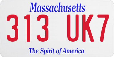 MA license plate 313UK7