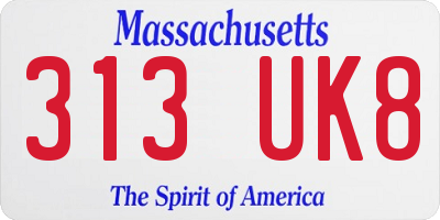 MA license plate 313UK8