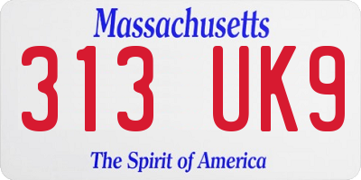 MA license plate 313UK9