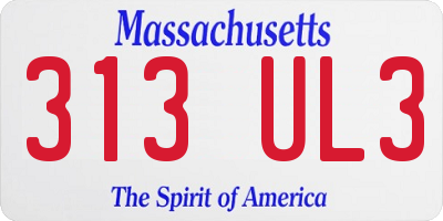 MA license plate 313UL3