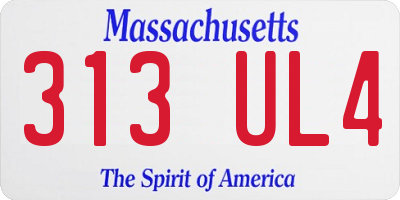 MA license plate 313UL4