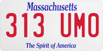 MA license plate 313UM0
