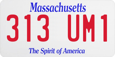 MA license plate 313UM1