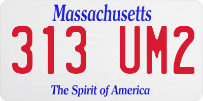 MA license plate 313UM2