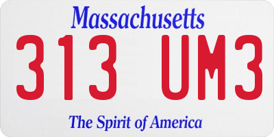 MA license plate 313UM3