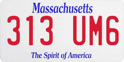 MA license plate 313UM6