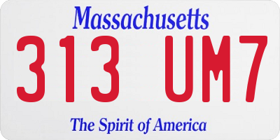 MA license plate 313UM7