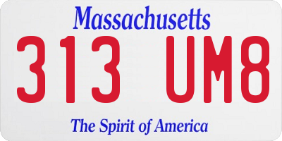 MA license plate 313UM8