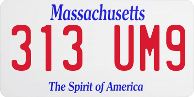 MA license plate 313UM9