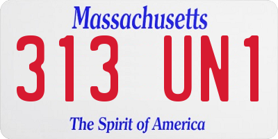 MA license plate 313UN1