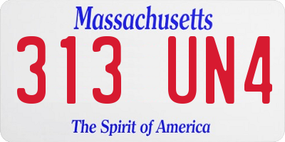 MA license plate 313UN4
