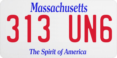 MA license plate 313UN6