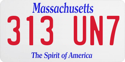 MA license plate 313UN7