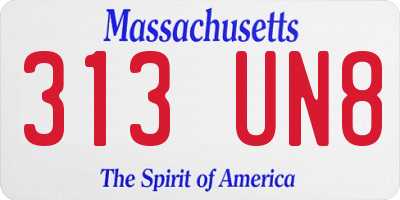 MA license plate 313UN8