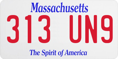 MA license plate 313UN9