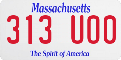 MA license plate 313UO0