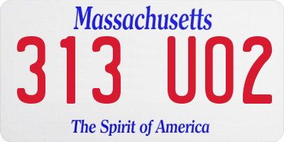 MA license plate 313UO2