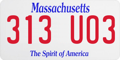 MA license plate 313UO3