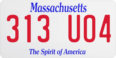 MA license plate 313UO4