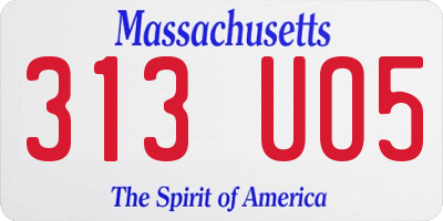 MA license plate 313UO5