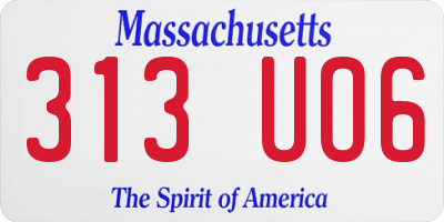 MA license plate 313UO6