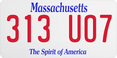 MA license plate 313UO7
