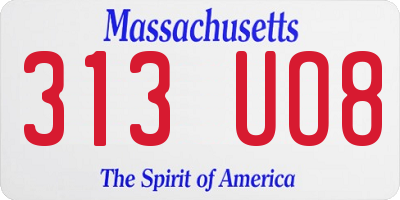 MA license plate 313UO8