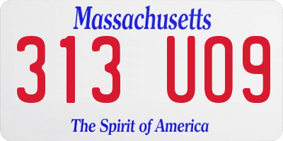 MA license plate 313UO9