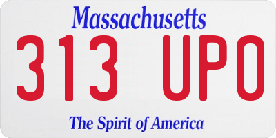 MA license plate 313UP0