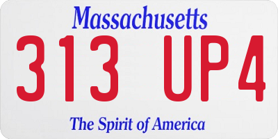 MA license plate 313UP4