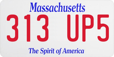 MA license plate 313UP5