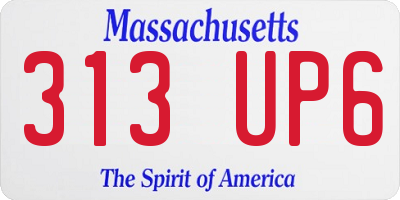 MA license plate 313UP6