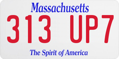 MA license plate 313UP7