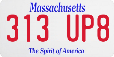 MA license plate 313UP8
