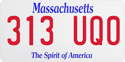 MA license plate 313UQ0