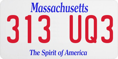 MA license plate 313UQ3