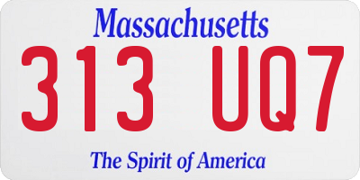 MA license plate 313UQ7
