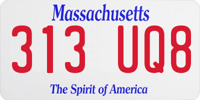 MA license plate 313UQ8