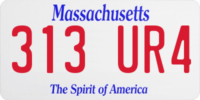 MA license plate 313UR4
