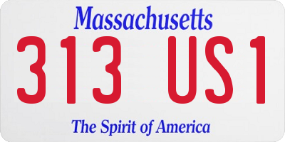 MA license plate 313US1