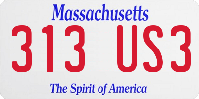 MA license plate 313US3