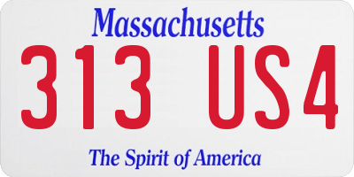 MA license plate 313US4