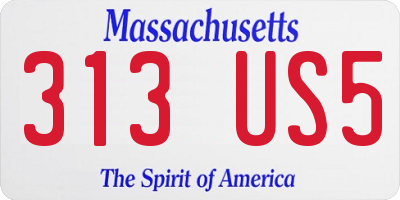 MA license plate 313US5