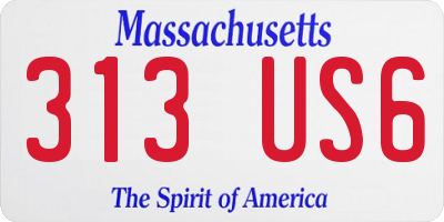 MA license plate 313US6