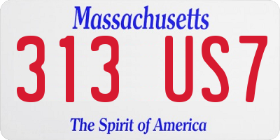 MA license plate 313US7