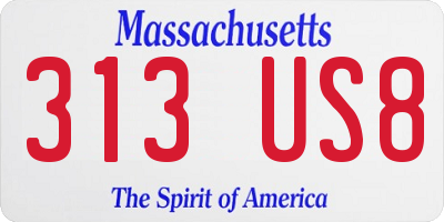 MA license plate 313US8