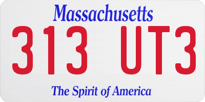 MA license plate 313UT3