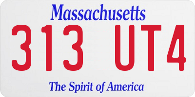 MA license plate 313UT4