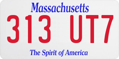 MA license plate 313UT7