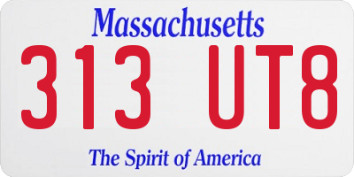 MA license plate 313UT8